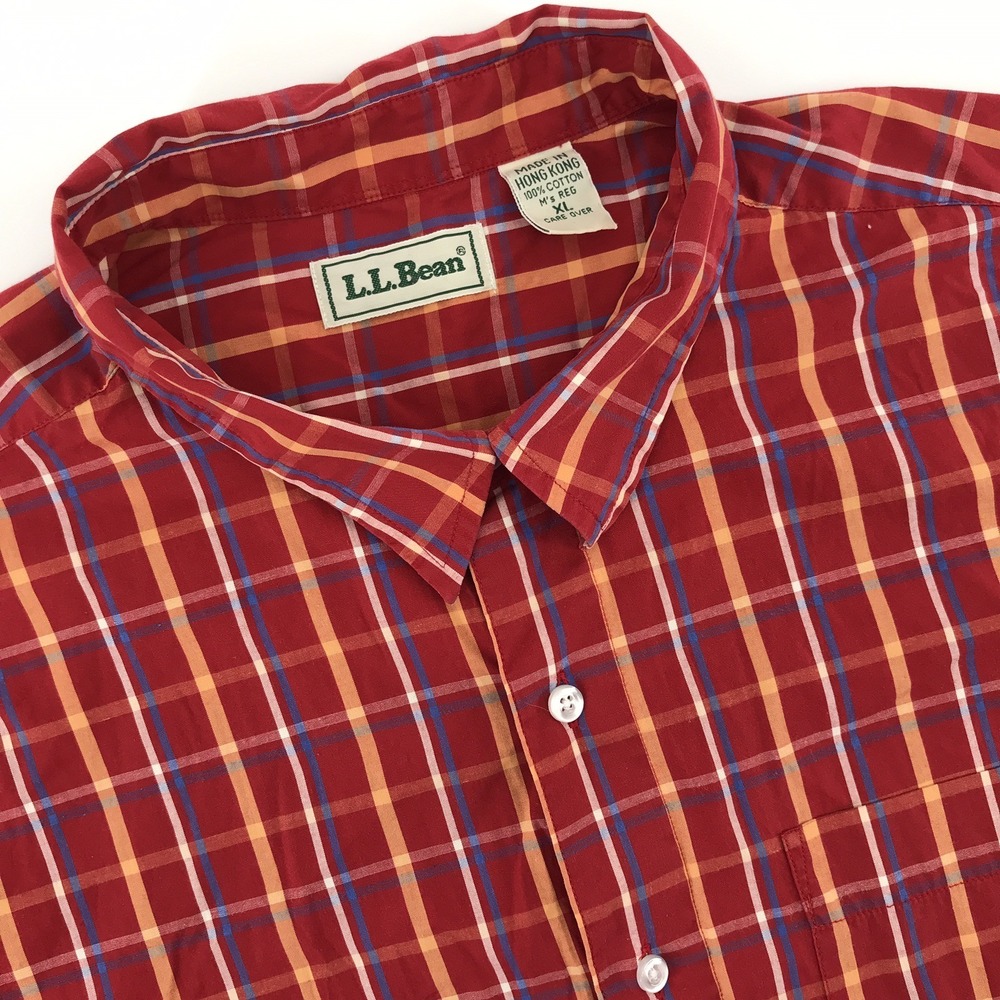 VTG LL Bean Shirt Mens XL Multicolor‎ Plaid Long Sleeve Button Up Casual